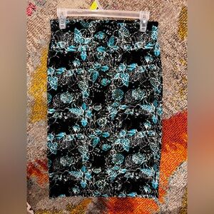 LuLaRoe Black and Blue Floral Skirt